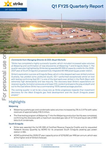 Miniature Strike Energy Rapport trimestriel 2025-q1