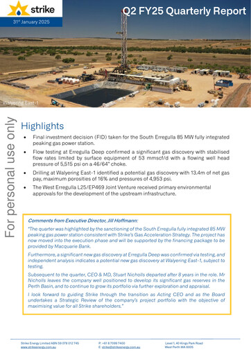 Miniature Strike Energy Rapport trimestriel 2025-q2