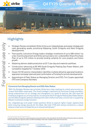 Miniature Strike Energy Rapport trimestriel 2025-q4