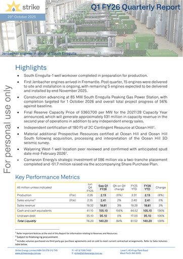 Miniature Strike Energy Rapport trimestriel 2026-q1