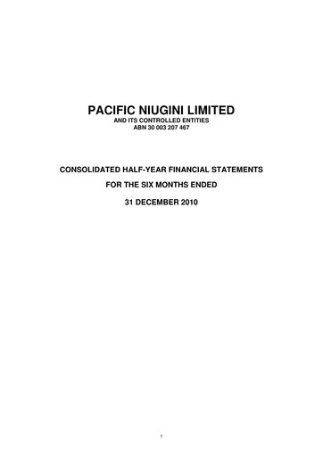 Thumbnail Pantoro Limited Financial Report 2011-h1