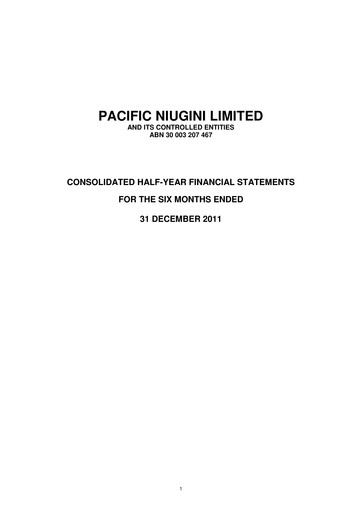 Thumbnail Pantoro Limited Financial Report 2012-h1