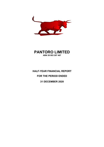 Thumbnail Pantoro Limited Financial Report 2021-h1