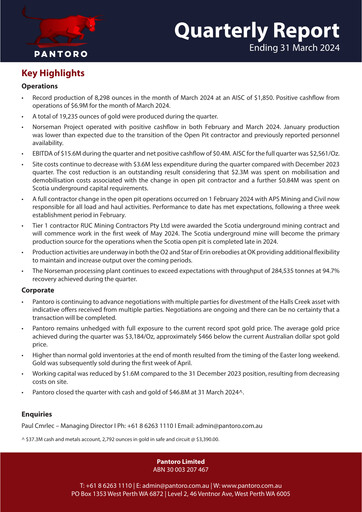 Thumbnail Pantoro Limited Quarterly Report 2024-q1