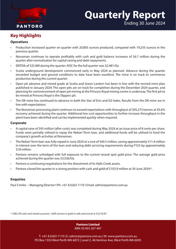 Thumbnail Pantoro Limited Quarterly Report 2024-q2