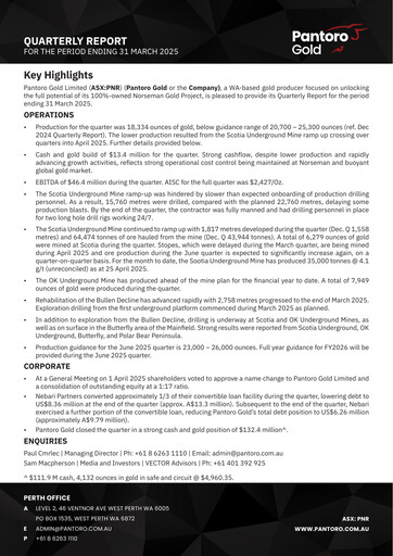 Thumbnail Pantoro Limited Quarterly Report 2025-q1