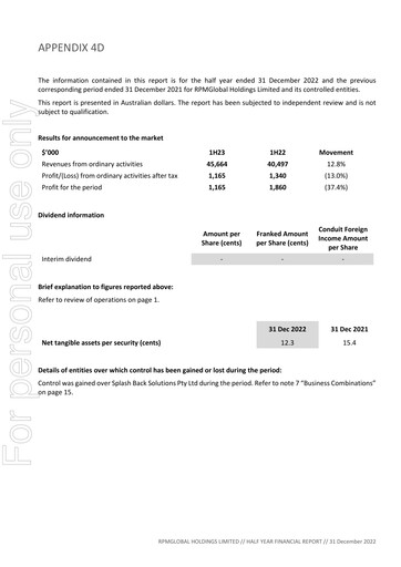 Thumbnail RPMGlobal Holdings Limited Financial Report 2023-h1