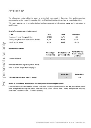 Thumbnail RPMGlobal Holdings Limited Financial Report 2025-h1
