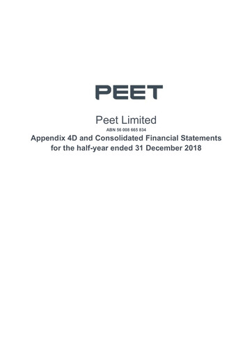 Thumbnail Peet Limited Financial Report 2019-h1
