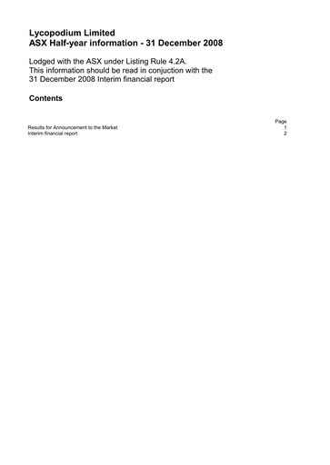 Vorschaubild Lycopodium Halbjahresbericht 2009-h1