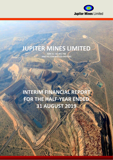 Thumbnail Jupiter Mines Limited Half-year Report 2020-h1