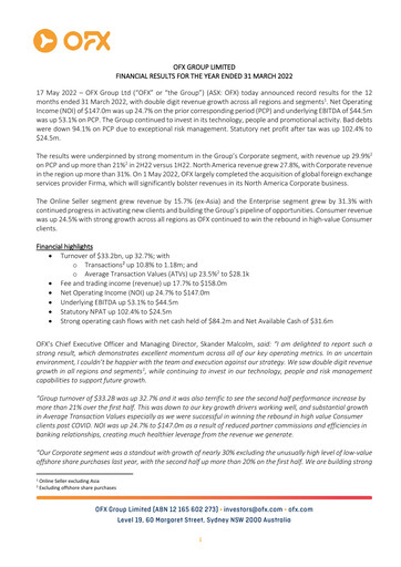 Thumbnail OFX Group Financial Report 2022