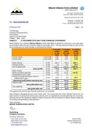 Thumbnail Mount Gibson Iron Financial Report 2011-h1