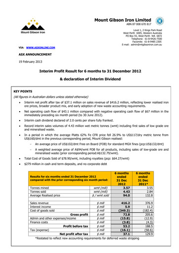 Thumbnail Mount Gibson Iron Financial Report 2013-h1
