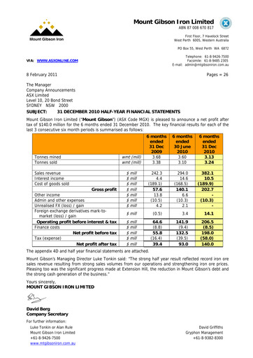 Thumbnail Mount Gibson Iron Financial Statement 2010-h1