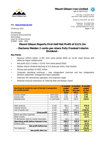 Thumbnail Mount Gibson Iron Financial Statement 2011-h1