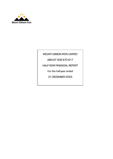 Thumbnail Mount Gibson Iron Half-year Report 2003-h1