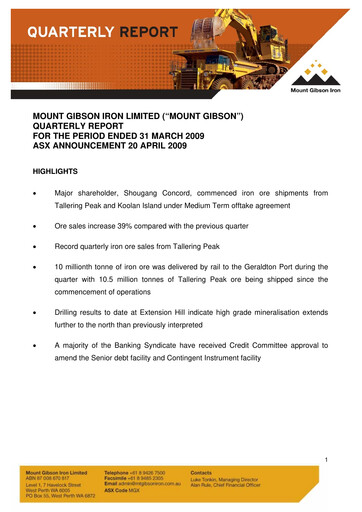 Vorschaubild Mount Gibson Iron Quartalsbericht 2009-q3
