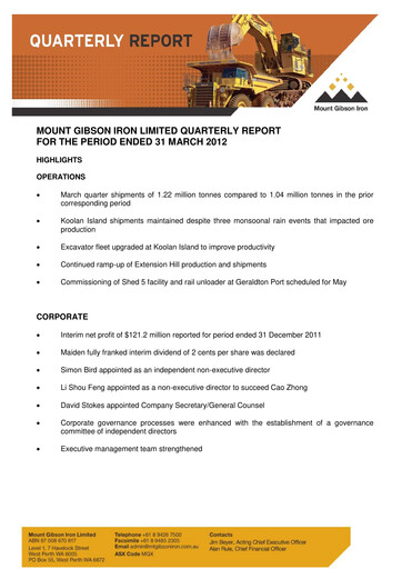 Vorschaubild Mount Gibson Iron Quartalsbericht 2012-q3