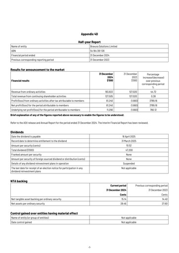 Thumbnail Bravura Solutions Financial Report 2025-h1