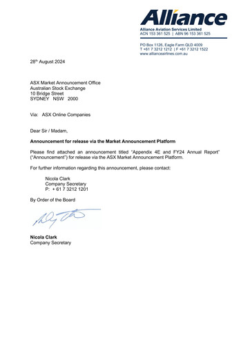 Vorschaubild Alliance Aviation Services Jahresbericht 2024