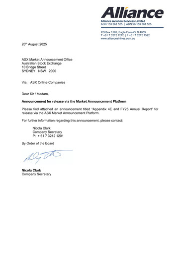 Vorschaubild Alliance Aviation Services Jahresbericht 2025