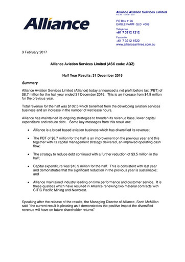 Thumbnail Alliance Aviation Services Financial Report 2017-h1