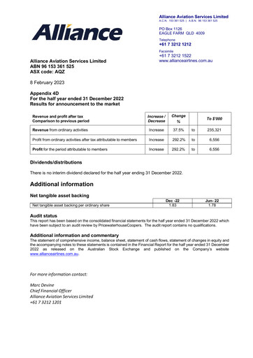 Thumbnail Alliance Aviation Services Financial Report 2023-h1