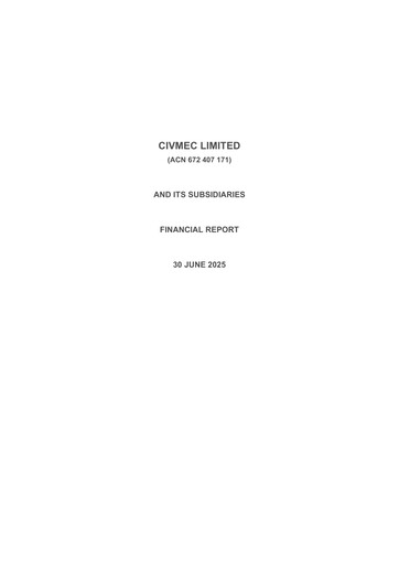Thumbnail Civmec Limited Financial Report 2025