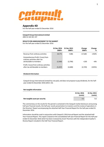 Thumbnail Catapult Group International Financial Report 2017-h1