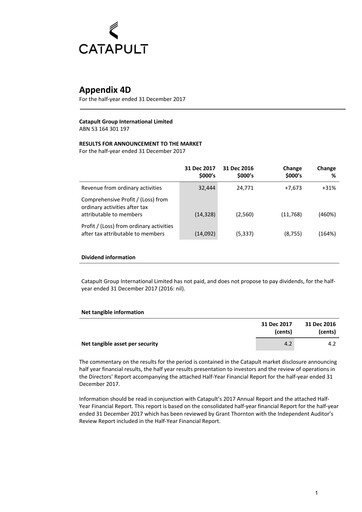 Thumbnail Catapult Group International Financial Report 2018-h1