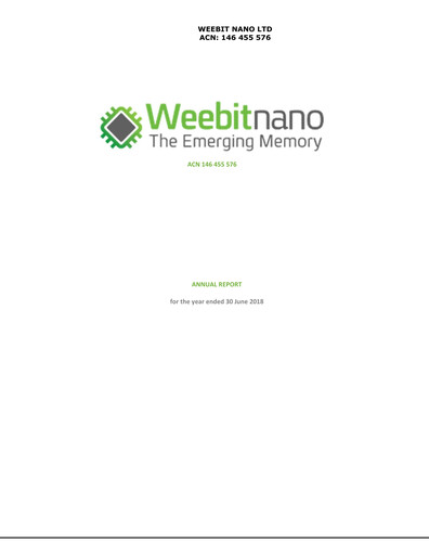 Miniature Weebit Nano Rapport annuel 2017-2018