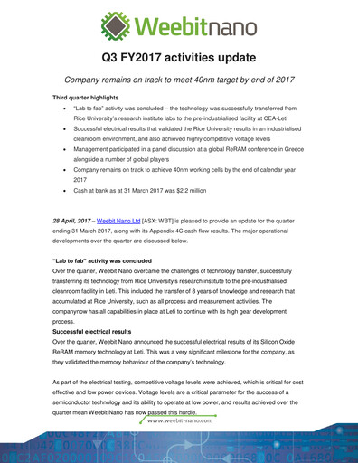 Thumbnail Weebit Nano Quarterly Report 2017-q1