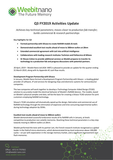 Thumbnail Weebit Nano Quarterly Report 2019-q1