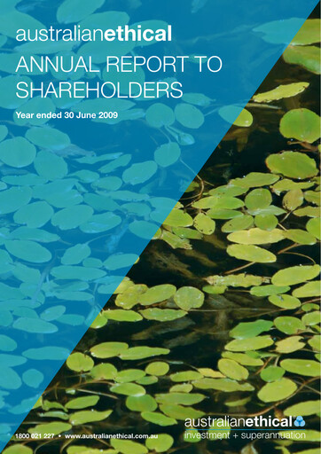Miniature Australian Ethical Investment Limited Rapport annuel 2009
