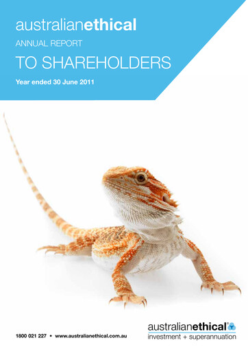 Miniature Australian Ethical Investment Limited Rapport annuel 2011