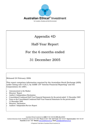 Thumbnail Australian Ethical Investment Limited Financial Report 2006-h1