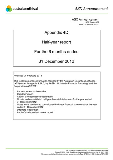 Thumbnail Australian Ethical Investment Limited Financial Report 2013-h1