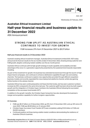 Thumbnail Australian Ethical Investment Limited Half-year Report 2023-h1