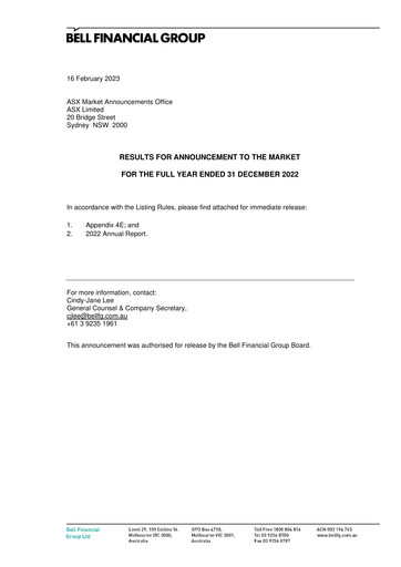 Thumbnail Bell Financial Group Annual Report 2022