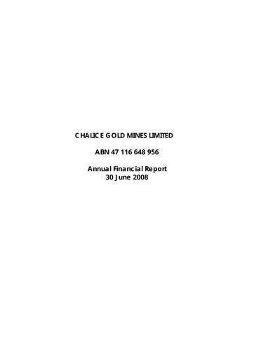 Thumbnail Chalice Mining Financial Report 2008
