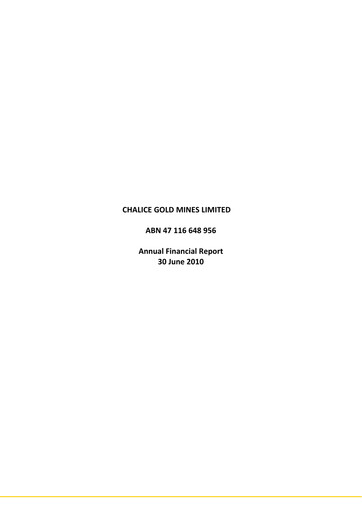 Thumbnail Chalice Mining Financial Report 2010