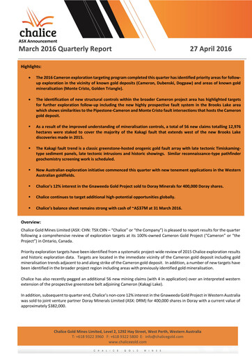 Thumbnail Chalice Mining Quarterly Report 2016-q1