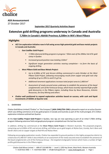 Thumbnail Chalice Mining Quarterly Report 2017-q3