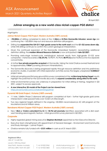 Vorschaubild Chalice Mining Quartalsbericht 2021-q1