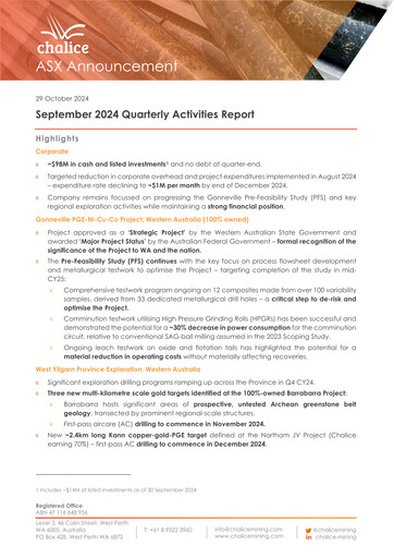 Vorschaubild Chalice Mining Quartalsbericht 2024-q3