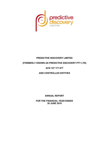 Thumbnail Predictive Discovery Limited Annual Report 2010