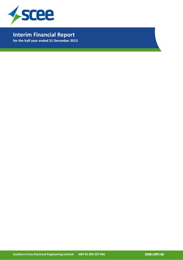 Thumbnail Southern Cross Electrical Engineering Financial Report 2014-h1