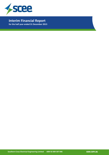 Thumbnail Southern Cross Electrical Engineering Financial Report 2016-h1