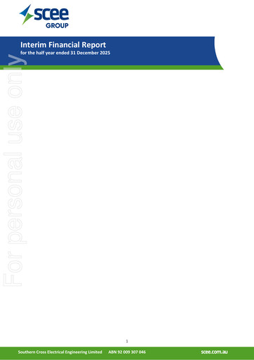 Miniature Southern Cross Electrical Engineering Rapport financier 2026-h1